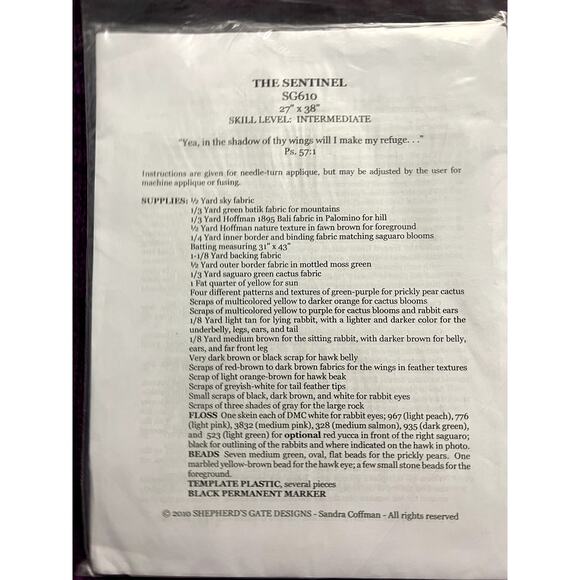 quilt pattern the sentinel sandra coffman 27" x 38" - Picture 5 of 8